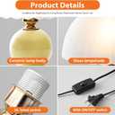 Ceramic Table lamp, Modern Bedside Lamps Mid Century Vintage Desk Lamp Retro Glass Mushroom Traditional Lamp for Nightstand Living Room Bedroom Home Decor (S05YE-1PACK)