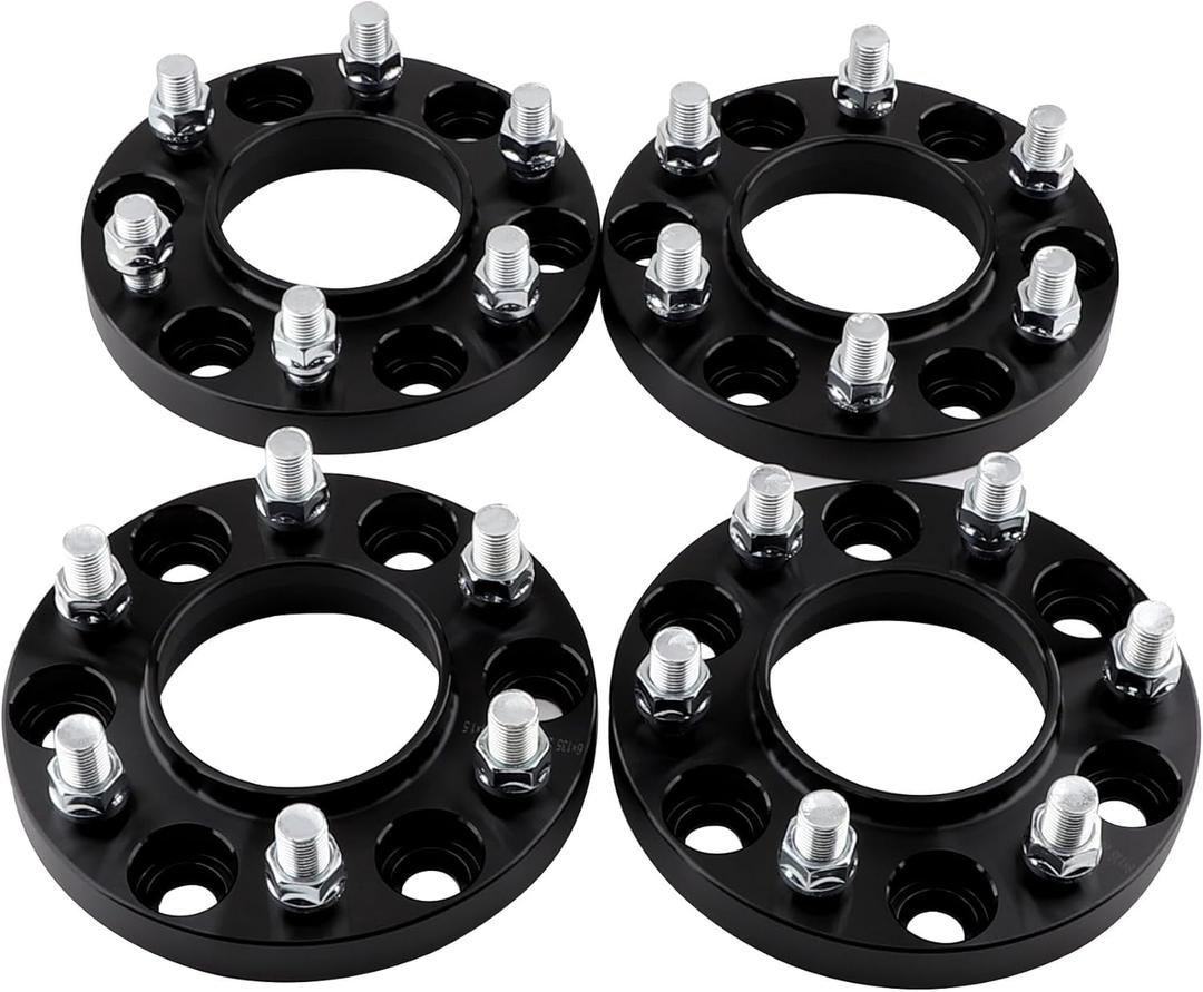 4PCS 6x135 Hubcentric Wheel Spacers with M14x1.5 Studs 87.1mm Bore 20mm Black Compatible for 2015-2025 Ford F150 Expedition Lobo Lincoln Navigator 6 Lug