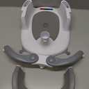 Baby Bath seat for Babies 6 Months & up, 360 Stable Toddler Bath Chair with one-Touch Button, Back Hollow Design, Water Temperature Card & 4 Suction Cups for Safety (Gray)