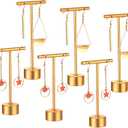Kigeli 6 Pack Metal T-Bar Earring Display Stand Retail Earring Display Holder Detachable Jewelry Storage Rack for Selling Photography Prop (Gold)