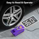 150 PSI Tire Inflator Portable Air Compressor, 12V DC Auto Shutoff Air Pump with Digital Pressure Gauge and Emergency LED Light for Car Tires, Bicycle & Balloons, Purple