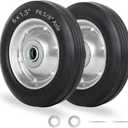6" Flat Free Solid Rubber Tire and Wheel, with Ball Bearings and 5/8 Axle Bore Hole, 1.3" Centered Hub, 2 Pack