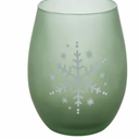 Tabletops Unlimited Snowflake Stemless Wine Glass Set - Green, 2 Pcs