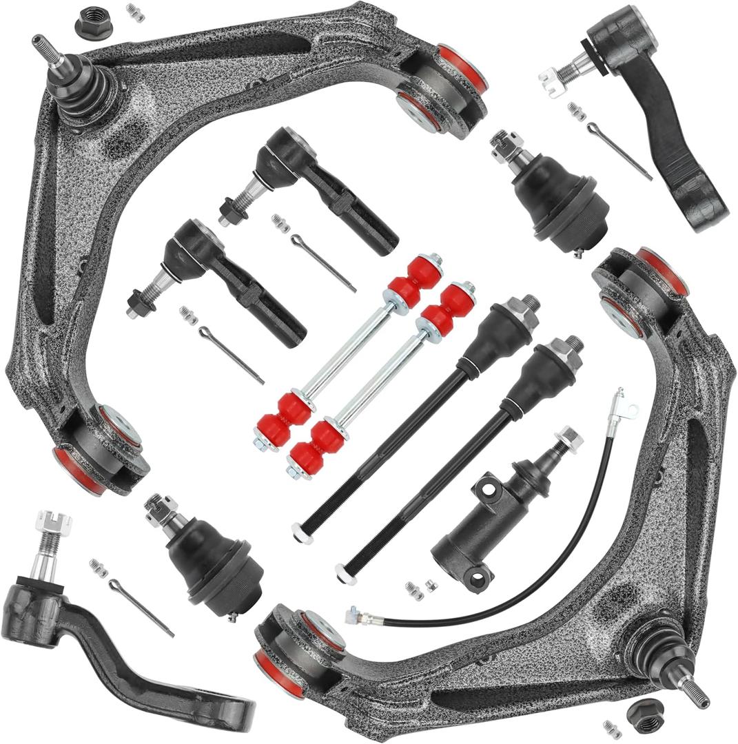 13PC Front End Suspension Kit for Chevy Silverado GMC Sierra 2500HD 3500HD 1500HD,Suburban,Avalanche,Yukon XL,w/Control Arms K620054,Ball Joints, Tie Rods, Sway Bar Links, Pitman & Idler Arm