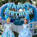 5 x 1 Set Snowflake Happy Birthday Balloon Banner for Frozen Party Decorations Blue Bday Banner for Kids Birthday Winter Wonderland Party Decor