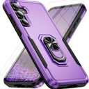 for Samsung Galaxy A36 5G Phone Case [15 FT Military Grade Drop Protection] with 2x Tempered Glass Screen Protector, Heavy-Duty Shockproof Magnetic Kickstand Case for Samsung Galaxy A36 5G (Purple)