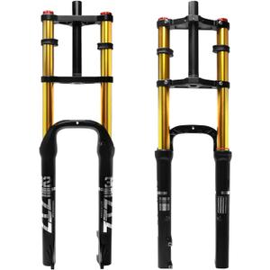 20/26 inch 4.0 Fat Tire Bike Air Suspension Fork - 180mm Travel, 135mm Hub Spacing, QR 9mm, Double Crown Shock Absorber Fork for MTB Fat Snow Beach E-Bike
