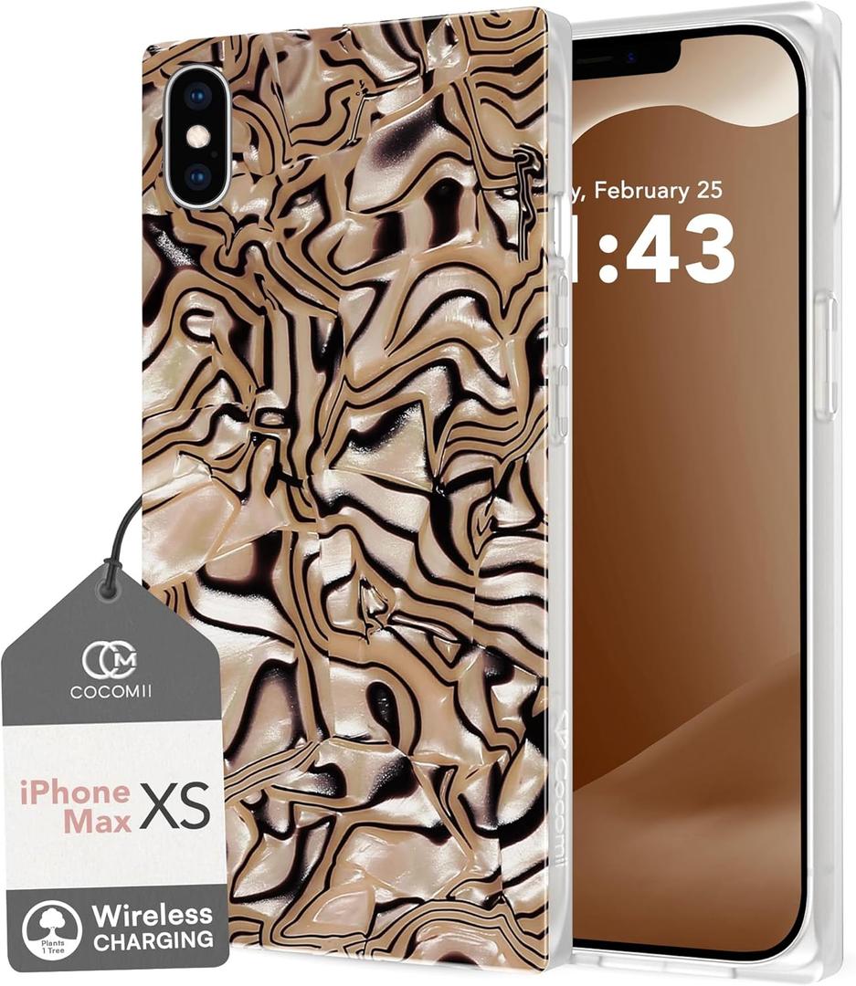 Cocomii Rectangle Case for iPhone Xs Max, Wireless Charging Compatible, Toffee Opal