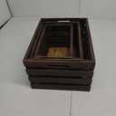 ELONG HOME 3 Pack Nesting Wooden Crates, Rustic Wood Basket with Handles, Decorative Farmhouse Wooden Storage Boxes