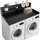 2-Tier Washer and Dryer Countertop,54" W x 27.5" D Wooden Laundry Countertop Cover with Non-Slip Pads, Large Space Laundry Topper with Edge Rails, Laundry Room Organization, Black