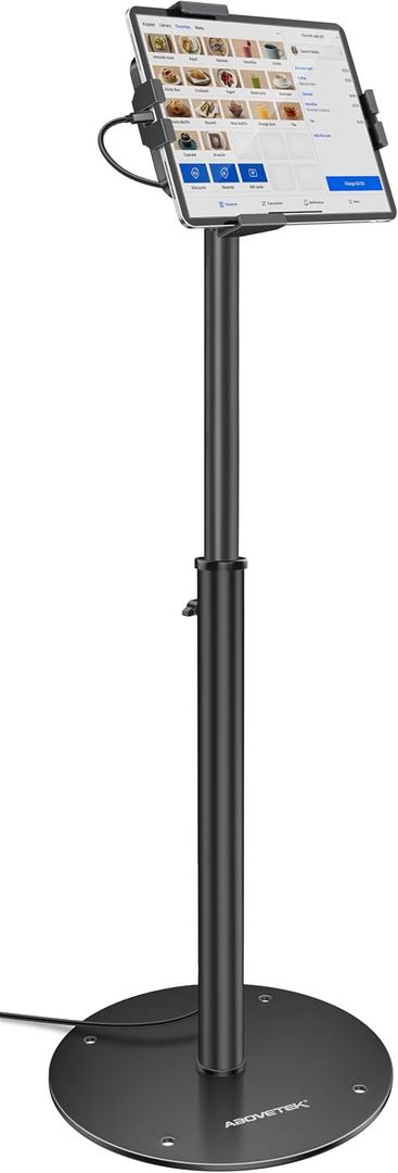 AboveTEK iPad Kiosk Floor Stand - Height Adjustable POS Tablet Floor Stand, 360 Swivel Universal Locking Holder for 7.9"-11" iPad/Air/Samsung - Anti-Theft Security Stand for Retail, Business