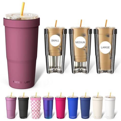 Frost Buddy Togo Buddy 30 oz Stainless Steel Vacuum Insulated Tumbler To Go Coffee Cup Iced Coffee Cups, Iced Coffee Sleeve, Travel Mug, Thermal Cup for Hot & Cold Drinks, Dunkin Cup (Winter Berry)