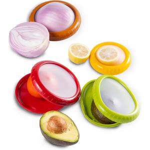 Ortarco 4Pcs Onion Storage Avocado Saver Holder, Lemons Garlic Tomato Peper Storage Containers Reusable (4Pcs:Onion+Avocado+Lemon+Tomato)