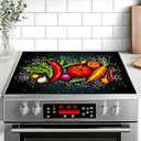 Stove Top Cover Flower Gas Stove Top Cover for Home Decoration Kitchen Pad Non-Stick Washable Cooktop Covers Countertop Protector Keep Stove Clean (Black, 28L"x20W")