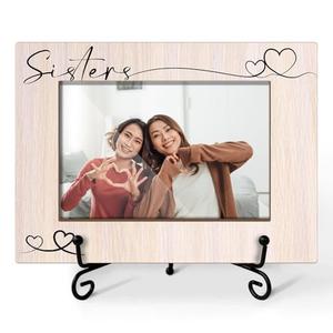CIAEXRN Sister Picture Frame, Wooden Photo Frame 4x6, Sister Birthday Gifts Appreciation Gifts for Woman Friends, Tabletop Display Home Decorations -03