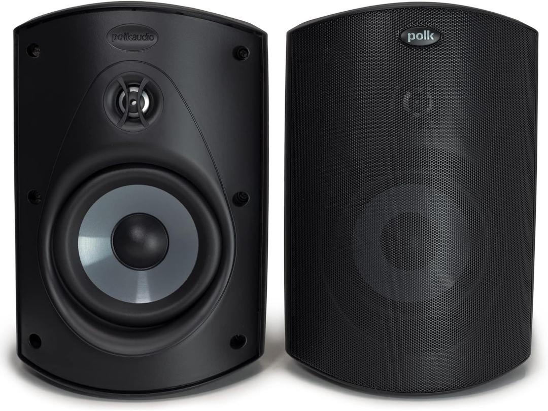 Polk Audio Atrium 5 Outdoor Speakers with Powerful Bass (Pair, Black), All-Weather Durability, Broad Sound Coverage, Speed-Lock Mounting System