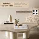 Concrete Decorative Tray for Coffee Table Decor, 14" Coffee Table Tray Ottoman Tray Table Centerpieces, Rectangular Modern Decorative Trays for Home Decor, Living Room, Entry, White
