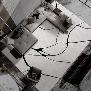 YIHOUSE Modern Washable Area Rug for Living Room Bedroom - Large Abstract Black and White Rug Non-Slip Ultra-Thin Home Decor (Warping, 9'x12')