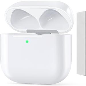 Wireless Charging Case Compatible with AirPods 4, USB-C Port, Charger Case Replacement, with Bluetooth Pairing Sync Button, Earphones Not Included (With Gray Cleaning Cloth)