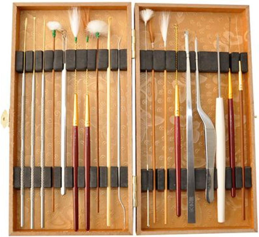Multifunction Ear Pick Cleaning Set Ear Wax Removal Cleaner,Beauty Tools Kit (19pcs a Set with Wooden Box)