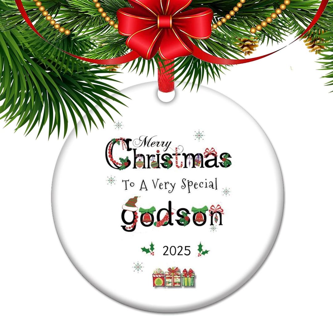 Merry Christmas to A Special Godson Ornament 2025 Godson from Godparent Religious Christmas Decoration Holiday Keepsake (C16)