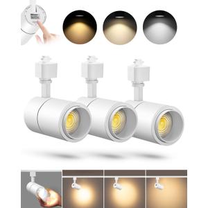 VANoopee 3-Color Zoomable 20W LED Track Lighting Heads H Type Track Light Heads Dimmable Bright Ceiling Spotlight Fixtures for Kitchen, 3000K 4000K 5000K Adjustable, CRI90+ 15-60 2000lm Black 6 Pack