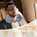 Travel Pillow,100% Pure Memory Foam U Shaped Neck Pillow,Super Lightweight Portable Headrest Great for Airplane, Car,Home,Office,Sleeping Rest (Grey), 30X30X9cm