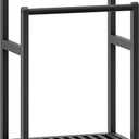 HOOBRO Freestanding Towel Rack for Bathroom, 2 Tier Decorative Bamboo Blanket Rack, Quilt Display Stand with Storage Shelf, 16.5" L x 9.4" W x 30.5" H, Bedroom, Living Room, Black BK02LB01