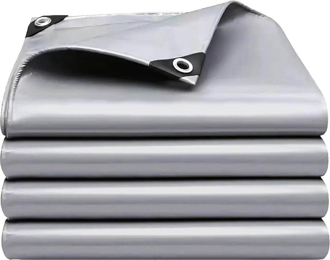 Tarps Heavy Duty Waterproof 10x12 FT,Sliver 12 Mil Large Tarps with Grommets and Reinforced Edges,UV Resistant,Tear&Fade Resistant,Finished Size Cover for Outdoors Patio,Pool,Boat,Roof,Camping,10*12FT