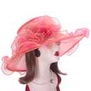 Lawliet Womens Dressy Wide Brim Church Wedding Occasion Sun Hat A613(Pink)