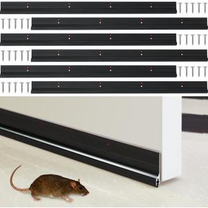 Gisafai 6 Pack 36 Inch Door Sweep, Aluminum Mouse Stopper Seal Strip | Rodent Proof for Garage Doors, Weather Draft Blocker Seal, Noise Reducer, Includes Mounting Screws, Black Aluminum Finish