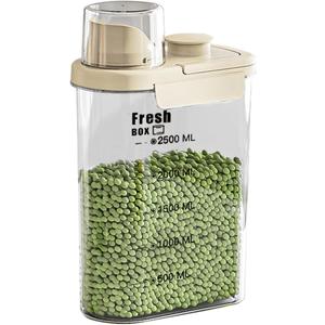 Airtight Rice Storage Container,with Pour Spout & Measuring Cup, BPA-Free - Transparent Dry Food Canister for Cereal, Flour, Pet Food, Oatmeal, Pantry Storage (Cream Yellow, 2800ml)