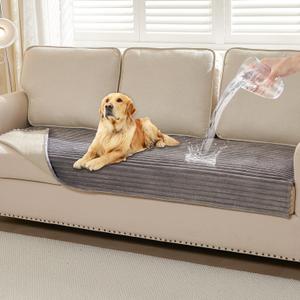 HAOMAIJIA Waterproof Couch Cover for Dogs Washable,Faux Fur Pet Couch Covers for Sofa,Soft Dog Bed Cover Non-Slip Couch Covers for 3 Cushion Couch Sofa Pet Friendly (Grey, 35" x 74")