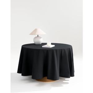 100% Polyester Tablecloth  Durable & Easy-Care Table Covers for Catering, Restaurants & Events, Set of 2 (Black, 62 Inch, Round)