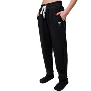 Adult Footed Sweatpants with Sherpa Fleece Lined Feet, Removeable Detachable Feet, Extremely Soft & Warm Footing (Black)