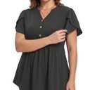 PLOKNRD Plus Size Tunic Tops for Women Casual Loose Fit Blouse Black 2X (Black, XXL)