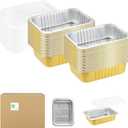 9"x 6.5" Sturdy Aluminum Foil Pans with Lids (50 Packs), 2X Thicker Heavy Duty for Oven Stove Grill Microwavable Cooking, Baking, Reusable Dishwasherable Disposable Foil Pan, 47oz