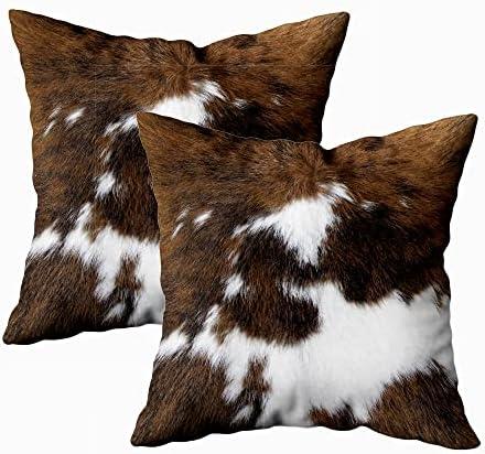 TOMWISH 2 Packs Hidden Zippered Pillowcase Christmas Cowhide Accent 20X20 Inch, Decorative Throw Custom Cotton Pillow Case Cushion Cover for Home