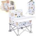 Otrolepota Portable Baby Chair, Folding Booster Seat with Tray for Dining Table Compact Camping Chair for Lawn Beach Travel Babies 6-36 Months, Zoo
