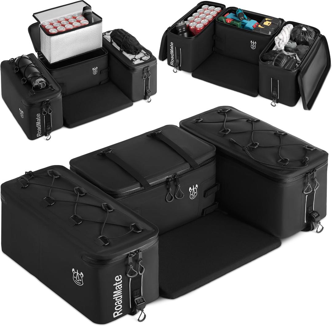 Multi-Purpose ATV Storage Bag Set | Padded, Reinforced Boxes | Fits Any ATV | Rear Seat Backrest | 3 Bags 18x9x10.2 inches Each | Essential Four Wheeler ATV Accessories, RRM-FATVB-001_N