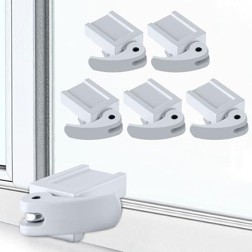 4 Pack Window Locks, Diecast Durable Design, Compatible with Horizontal and Vertical Window, Fit 1/16 inch(0.16cm) up to Wide Rail Easy Installation Enhanced Safety (1-3/16 Inch Short Version,White)