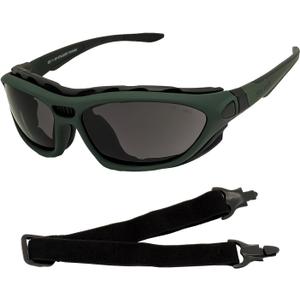 SOL PRO Anti-Fog Safety Motorcycle Riding Sunglasses Foam padded Goggle, Dustproof, Windproof, Hunting, Hiking, Golfing (Green - Smoke)