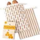 Sourdough Bread Bags, Bread Bags for Homemade Bread, 2 Pack Beeswax Bread Bag, Natural Cotton Sourdough Bags (Brown)