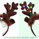 2 x LOVESTOWN Light Up Reindeer Antlers Headband, Christmas Reindeer Headband LED Plush Reindeer Headband for Christmas Party Costume