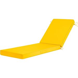 Basic Beyond Chaise Lounge Cushions Outdoor, 3-Layer Waterproof Outdoor Furniture Cushions with Removable Cover and 4 Ties, 72"x21"x3" Patio Lounge Chair Cushions for Outdoor Furniture, Yellow