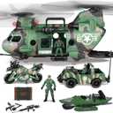 JOYIN 10-in-1 Military Helicopter Toys Set with Light, Sound, Trucks, Boat, Bike, Army Men, Weapons - Christmas Birthday Party Gifts for Kids