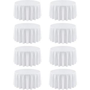 8 Pack Round Tablecloth 108 Inch White Table Cloth for Round Tables, Washable Polyester Tablecloth Stain and Wrinkle Resistant Decorative Table Cover for Wedding Party Dining Banquet