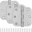 3 Pack Stainless Steel 3.5 x 3.5 Inch Silver Ball Bearing Door Hinges with 5/8 Radius Corners, 3 1/2 Inch Rounded Interior Door Hinges for Bathroom, Bedroom, Living Room