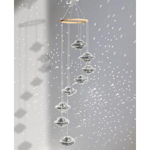 AceList Hanging Disco Ball Sun Catcher Mobile,35 inch Planet-Inspired Mirror Ball Spiral for Sparkle Decor, Handmade Light Reflecting Ornament for Window, Boho Home, Porch Gift