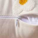 ARTMAGIC Daisy Embroidery Floral Throw Pillow Covers Spring Summer Decorative Pillowcase Square Cushion Cover for Couch Sofa Bed Living Room Bedroom Decor (18x18 Inches, Daisy Beige)